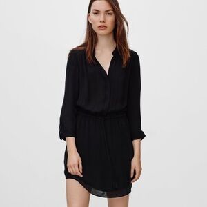 Aritzia Babaton black Bennett silk shirt dress - XS